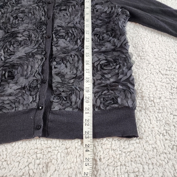 New York & Company Cardigan Sweater Black Floral Woman's Size Large - Picture 6 of 8